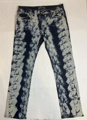 Pantalones de mezclilla Robins Jean con tachuelas de diamantes de imitación lavados con ácido alas doradas para hombre talla 36 Foto 1 de 4
