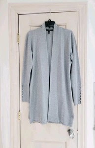 White House Black Market Women's Heather Gray Open Front Sweater Cardigan Sz M - Picture 1 of 9