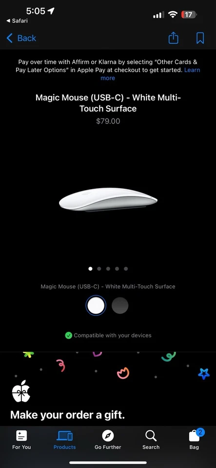 Apple Magic Mouse MK2E3AM/A Inalámbrico Bluetooth USB-C Táctil - Blanco Foto 1 de 2