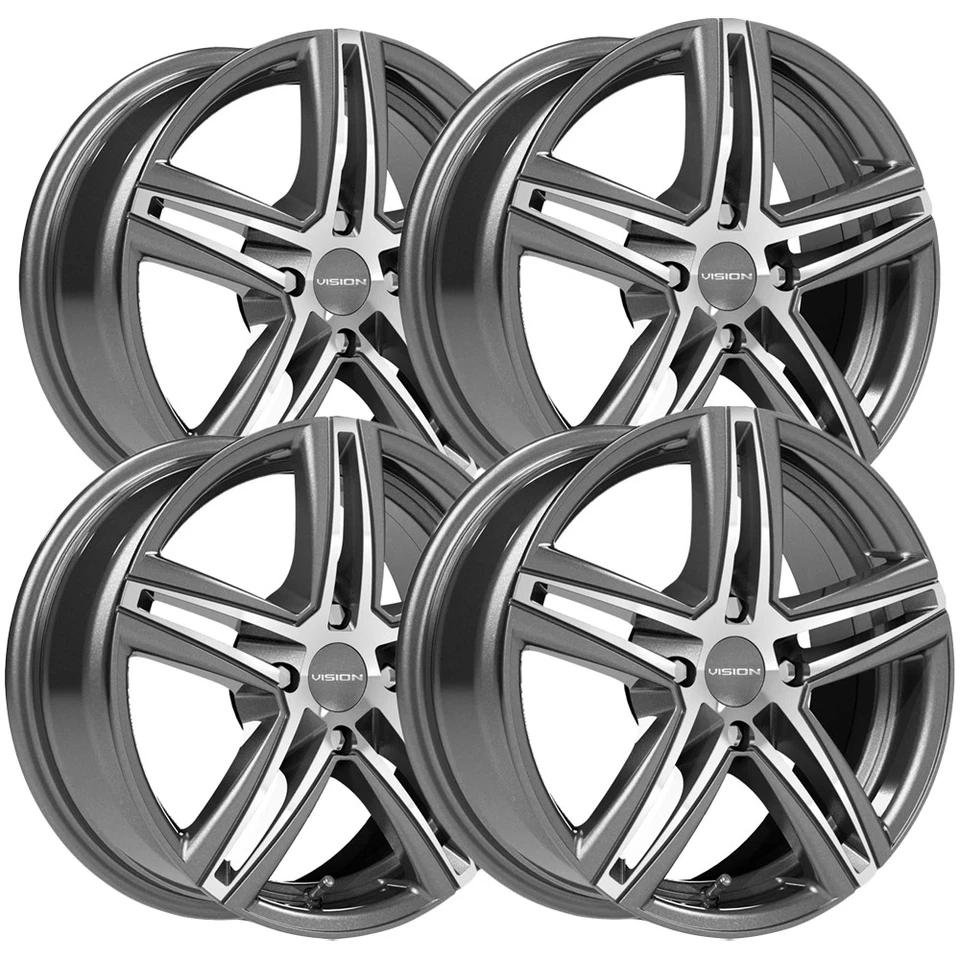 (Set of 4) Vision 640 Nitrous 15x6.5 4x100 +38mm Gunmetal Wheels Rims 15" Inch Foto 1 de 4