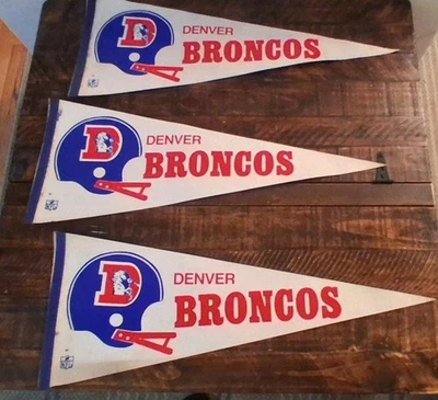 Denver Broncos NFL Football Pennant Flag Banner 1970s Collectible Memorabilia 3x - Image 1 of 4
