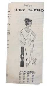 Vintage 60s Fitted Sheath Dress Sewing Pattern by Pauline 1-467 Size 14 Complete - Picture 1 of 2