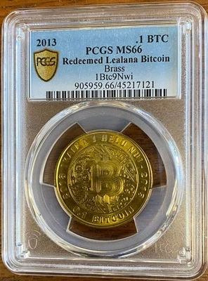 Lealana 2013 0,1 BTC (canjeado) latón físico Bitcoin dirección negra graduación profesional MS-66 Foto 1 de 2