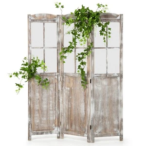 Retro Style 6FT Freestanding Privacy Screen Panel with Mesh Design for Home - Picture 1 of 10