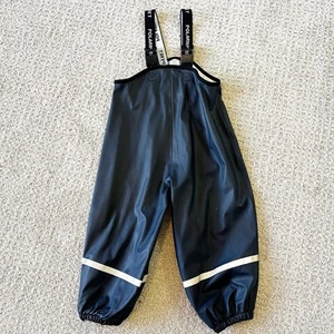 Polarn O. Pyret Dark Blue Waterproof Suspender Rain Pants Sz 2 - 4 Yrs NO STRAPS - Picture 1 of 12