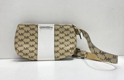 Bolso Cinturón Michael Kors Mujer Beige Blanco Jet Set MK Monograma Lona Foto 1 de 4