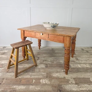 Antique Victorian Pine Dining Table | Rustic Pine Farmhouse Kitchen Table - Picture 1 of 13