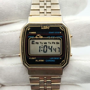 Timex Men's Vintage Gold Tone Digital Quartz Watch - Picture 1 of 15
