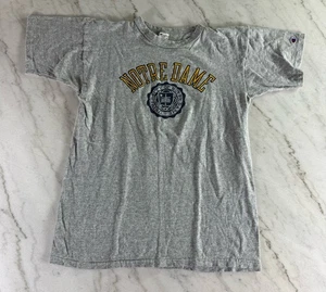 Vintage University of Notre Dame Champion Gray Single Stitch T-Shirt Size Large - Picture 1 of 3