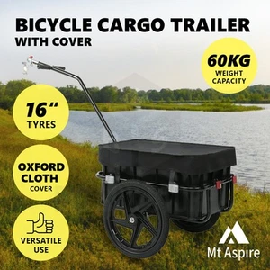 Mt Aspire Bicycle Cargo Trailer with Cart and Cover Bike Wagon Trailer 60kg - Picture 1 of 12