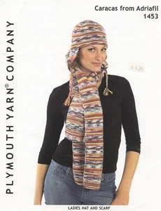 Plymouth Yarn Knitting Pattern 1453 Ladies Hat & Scarf Set - Picture 1 of 2