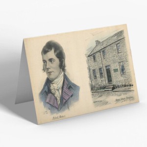GREETING CARD - Vintage Scotland - Robert Burns & Burns' House, Dumfries