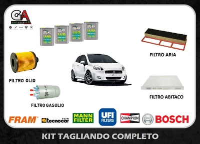 Kit tagliando Grande Punto 1.3 multijet 75cv 55kw Fiat dal 2005 4lt Selenia 5W40