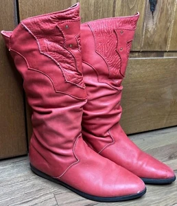Vtg Carlos Santana Western Boots Red Leather Cowboy MCM Women’s 7 M - Picture 1 of 10