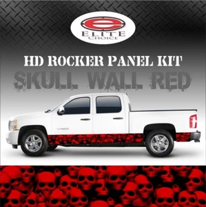 Skull Wall Red Camo Rocker Panel Graphic Decal Wrap Truck SUV - 12" x 24FT - Picture 1 of 3
