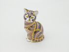 Royal Crown Derby Large Cat Paperweight with Gold Stopper Vintage c1985