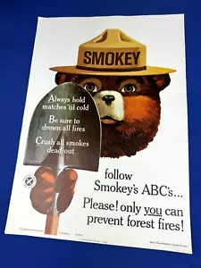1965 SMOKEY BEAR "ABC" AD Poster State of NH Forestry Division 18 1/4x 13" - Bild 1 von 7