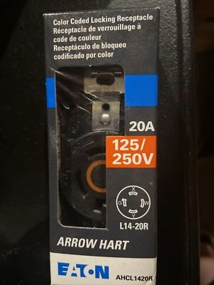 Eaton Arrow Hart 20A 125/250V AHCL1420R Color Coded Locking Receptacle L14-20R - Image 1 of 3