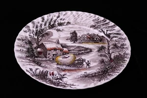 Staffordshire YORKSHIRE Ironstone Platter England Farm Scene Hay Ride 14" x 11" - Picture 1 of 8
