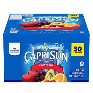 Capri Sun Fruit Punch flavored Juice Drink Blend, 30 ct Box, 6 fl oz Pouches - Picture 1 of 11