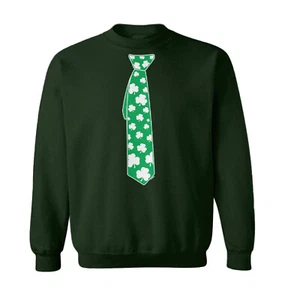 Shamrock Tie - St. Patrick's Day Irish Ireland Lucky Toddler Crewneck Sweater - Picture 1 of 8
