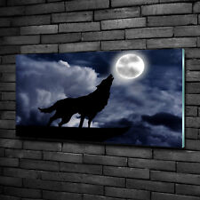 Glas-Bild Wandbilder Druck auf Glas 100x50 Deko Tiere Wolf Vollmond