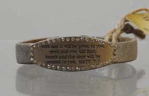 Escritura de tranquilidad mate Pulsera apilable de cristal de cuero 7:7 GD4 - Imagen 1 de 12