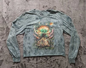 Top corto Star Wars manga larga para mujer talla mediana verde Baby Yoda - Imagen 1 de 8