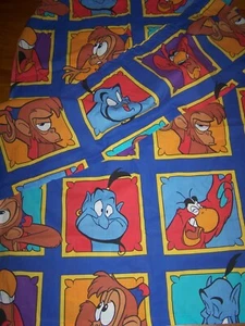 VINTAGE DISNEY ALADDIN CURTAIN MADE FROM 90'S SHEETS 2 PANELS & 1 VALANCE - Picture 1 of 1