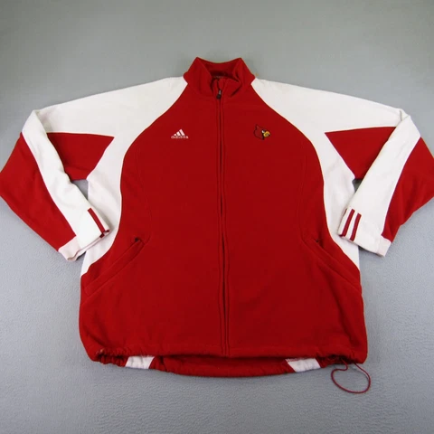 Arizona Cardinals Jacket Mens Large Red White Adidas Climawarm Full Zip Fleece ^ Cover