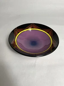 Marti Mocahbee Studio Art Pottery Sun Purple Black Beautiful Bowl 9.5”x3” - Picture 1 of 4