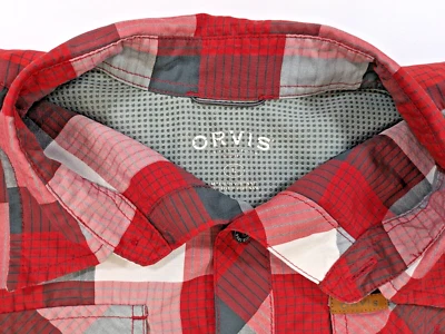 Рубашка Orvis с коротким рукавом на пуговицах мужская большая красная серая черная белая уличное освещение - Изображение 1 из 4