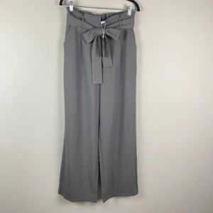 Halara Paper Bag High Waisted Belted Side Pocket Wide Leg Work Pants M Gray - Picture 1 of 11