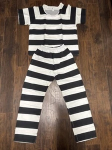 Authentic Uniform Jail Inmate Prison Stripes Medium 2 Pc. Set Made In USA - TCI - Picture 1 of 10