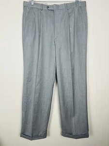 Nino Cardi Pants Mens 44x38 Gray Pleated Dress 100% Wool Relaxed Fit - Picture 1 of 3
