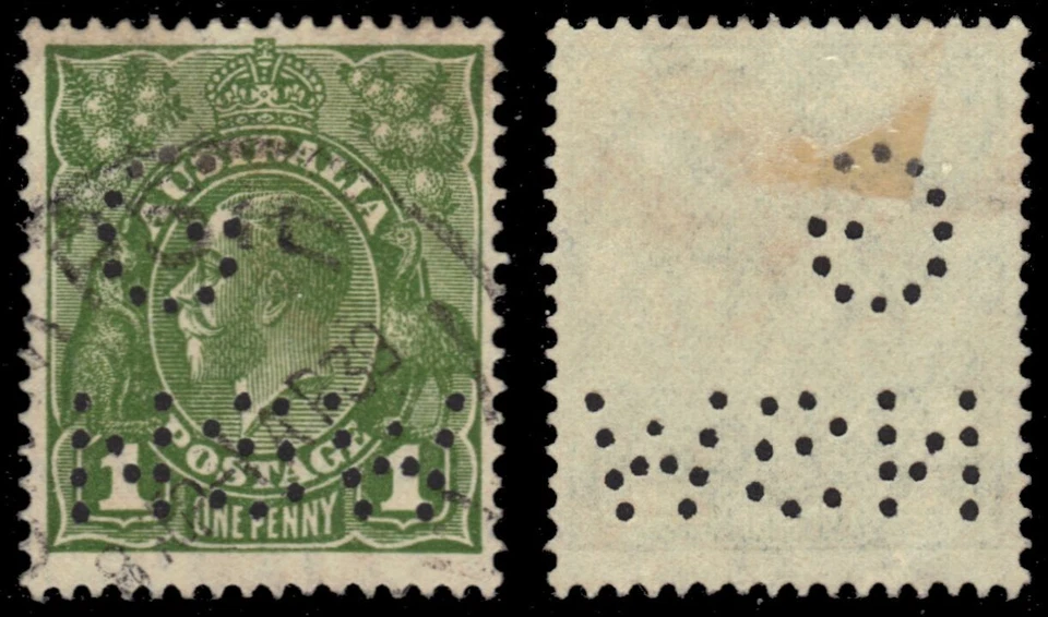 AUSTRÁLIA 67 (SG95) - King George V "1926 Green" (pa95389) "G NSW" Perfin - Imagem 1 de 1