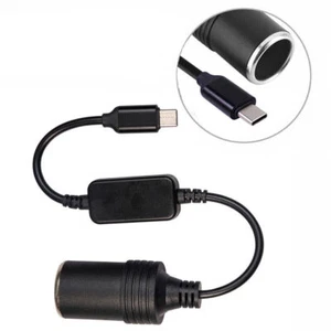 1pc USB C To 12V Car Cigarette Lighter Female Socket Converter Adapter Cable 12W - Picture 1 of 12