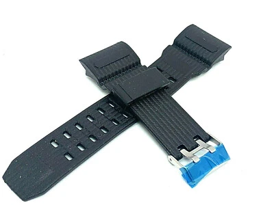 Mens Watch Band Replacement Black Rubber Plastic Strap 16/28mm Lug Silver Buckle - Image 1 of 4