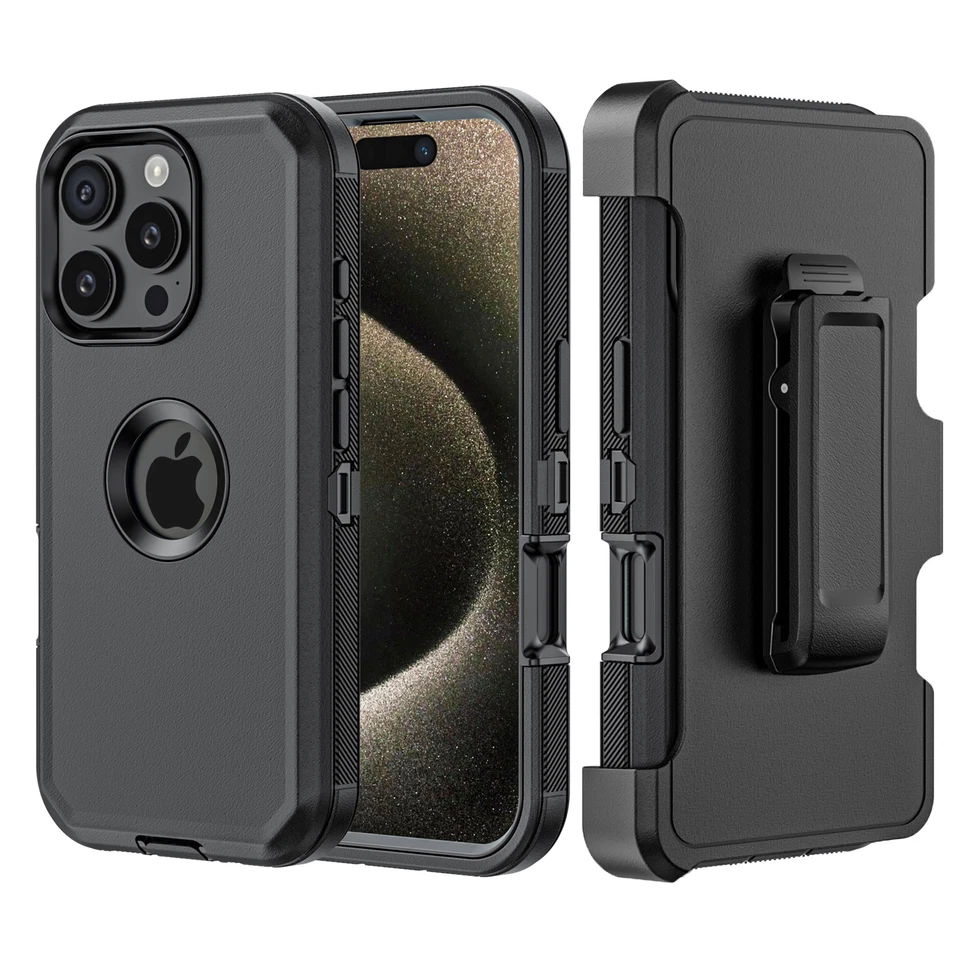 Funda de teléfono para iPhone 16 Pro Max/16 Plus/16 Pro + clip para cinturón se adapta a Otterbox Defender Foto 1 de 4