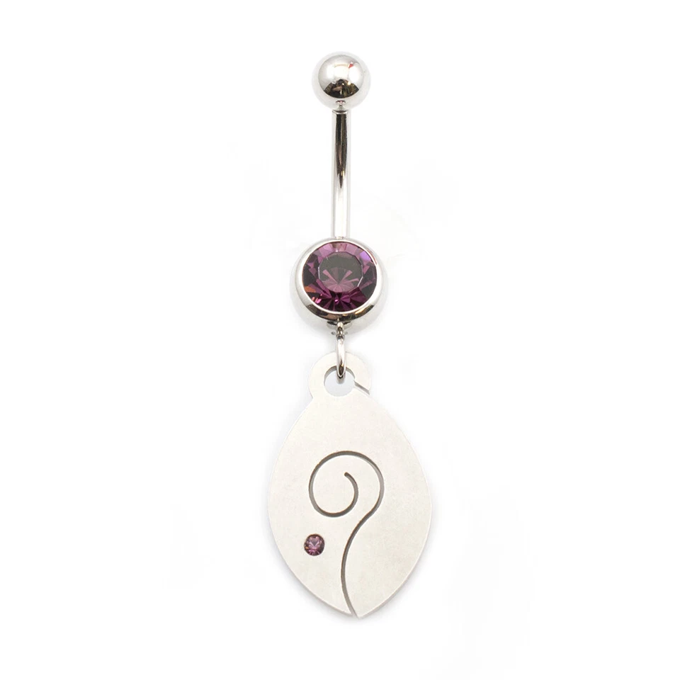 Belly Button Ring with Spiral and Cubic Zirconia Stone 14g - Image 1 of 1