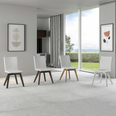 Sedia cucina in similpelle gambe in legno Sedie ufficio design schienale bianco - Immagine 1 di 2