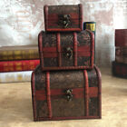 3pcs Wooden Storage Box With Lock Treasure Chest Jewelery Sundries Organiser New