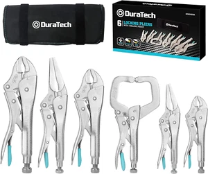 6-Piece CR-V Pliers Set - 6-1/2', 9-1/2' Long Nose, 5', 7' & 10' Curved Jaw, 6' - Picture 1 of 7