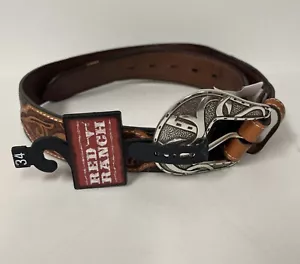 Red Ranch Men's Western Belt 3072R Sz 34 - Picture 1 of 5