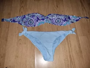 Gorgeous Purple Blue RIVER ISLAND bikini top bottom set size 10 - Picture 1 of 4