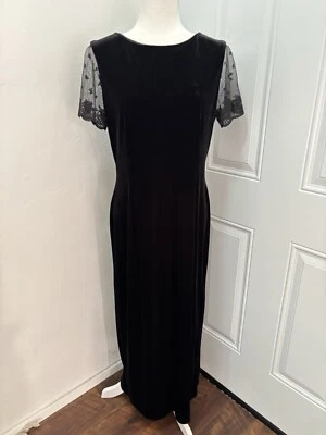 Robbie Bee Dress Womens 12 Black Velvet Lace Whimsigoth Fairy Grunge Y2K 90s VTG - Image 1 of 4