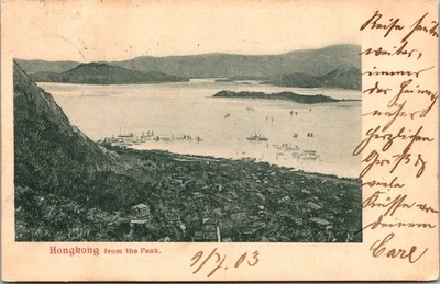 1903 Victoria Hong Kong China From The Peak RPPC Postcard Cover To Germany - Image 1 of 2