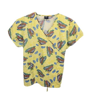 Medgear Woman Scrub Top Multicolor Noah's Arc Themed Size Large - Picture 1 of 7