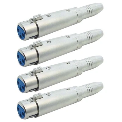 4 Pcs XLR 3 Pin Female to 6.35mm 1/4" Female Stereo Audio Mic Adapter Converter - Image 1 of 3