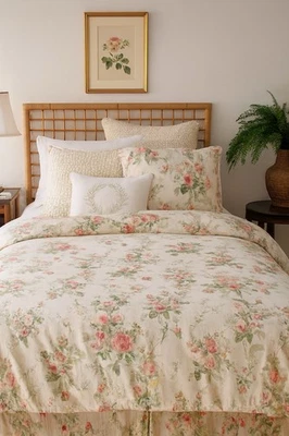 Funda nórdica floral vintage Ralph Lauren etiqueta negra rara tamaño king Meadow Way rosa Foto 1 de 4